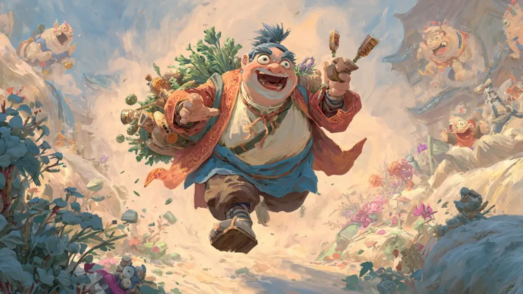 Comedic cultivator fleeing with stolen spirit medicines in a chaotic sect representing Bai Xiaochun from A Will Eternal