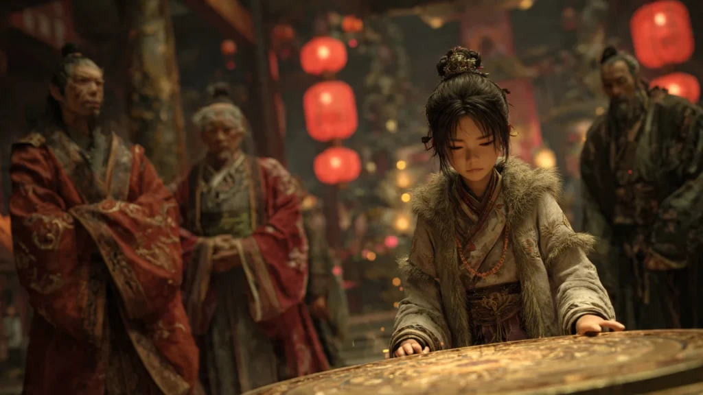 Young cultivator receiving a failed spirit test result from clan elders representing Xiao Yan's fall from grace in Battle Through the Heavens