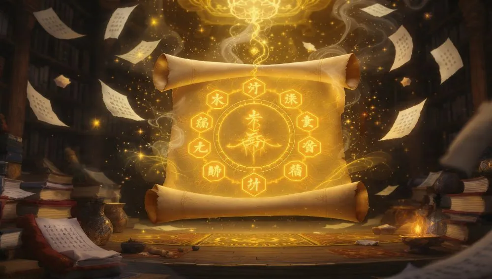 Ancient cultivation scroll illustrating stages and tropes in xianxia fantasy