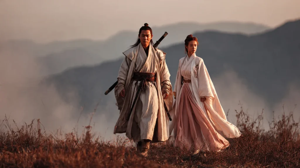 Traditional wuxia artwork inspired by The Legend of the Condor Heroes