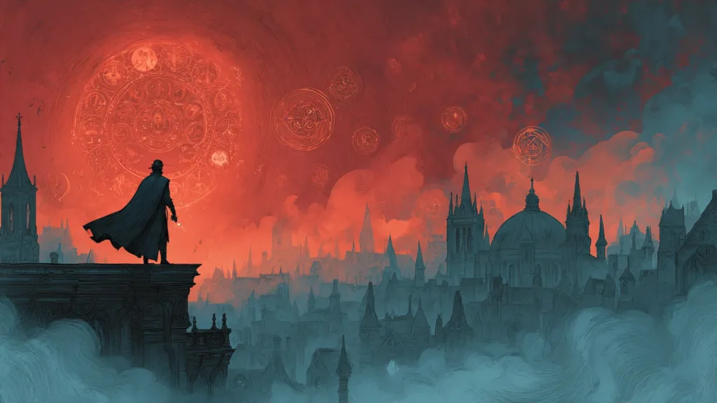 Dark Victorian fantasy artwork representing Lord of the Mysteries with occult and tarot imagery