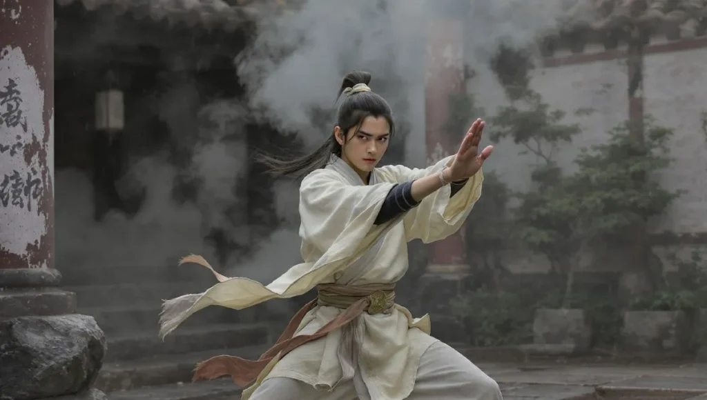 Yang Kai Practicing Cultivation Technique In His Sect Courtyard
