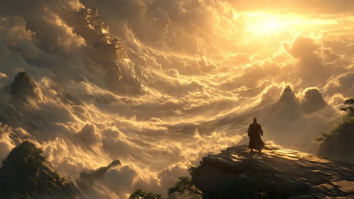 Martial Peak Yang Kai is standing at a mountain peak, looking over the horizon