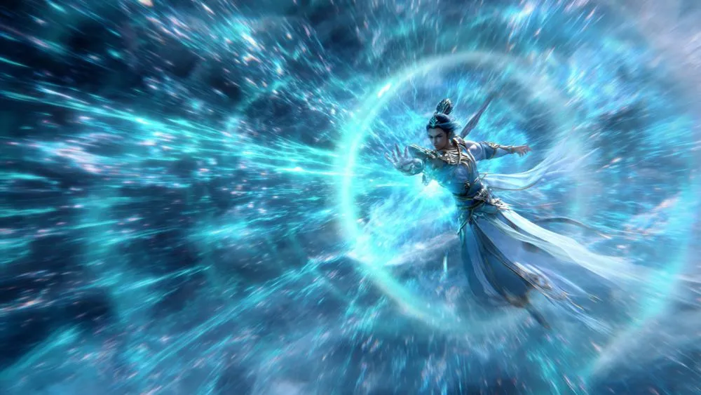 cultivator using Qi energy in combat to unleash a powerful attack