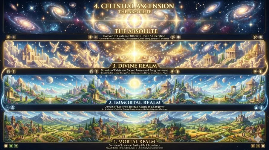 An Image comparison depicting different levels of the world realm.