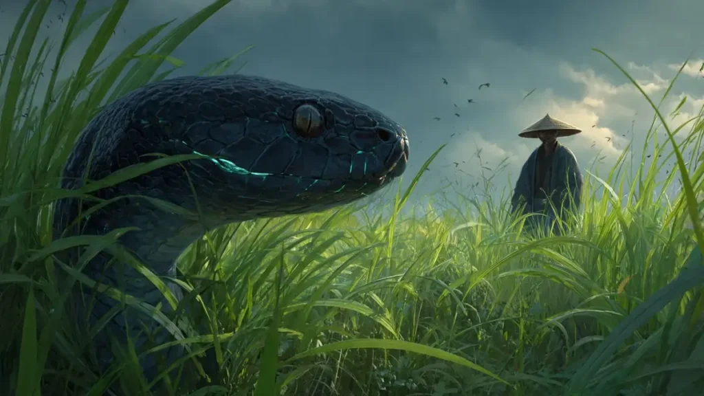 Snake Immortal MC observing humans with its unique non-human perspective