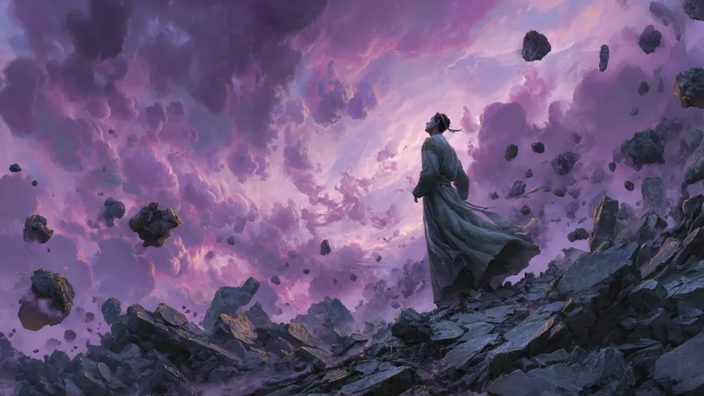 A cultivator in Xianxia setting feels the five elements in nature.