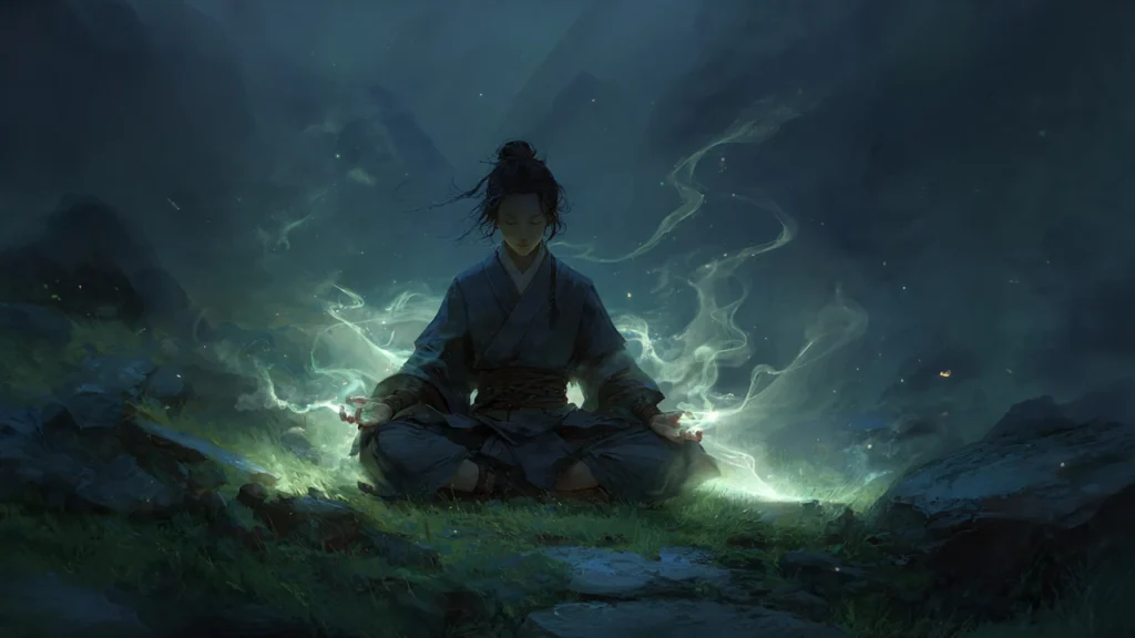 A mortal human is trying to sense the spiritual qi around him.