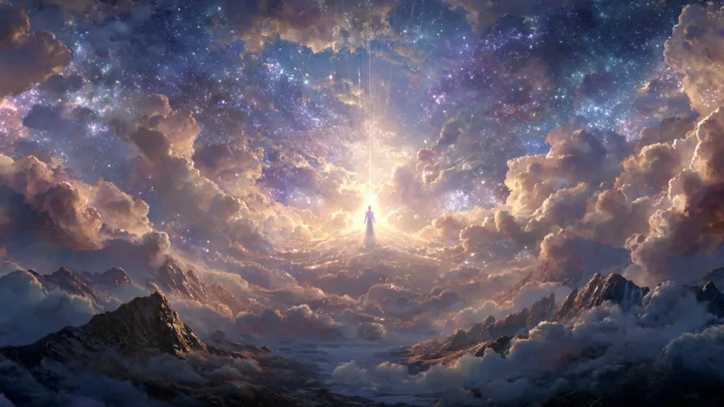 A cultivator ascends into the sky, becoming an immortal.
