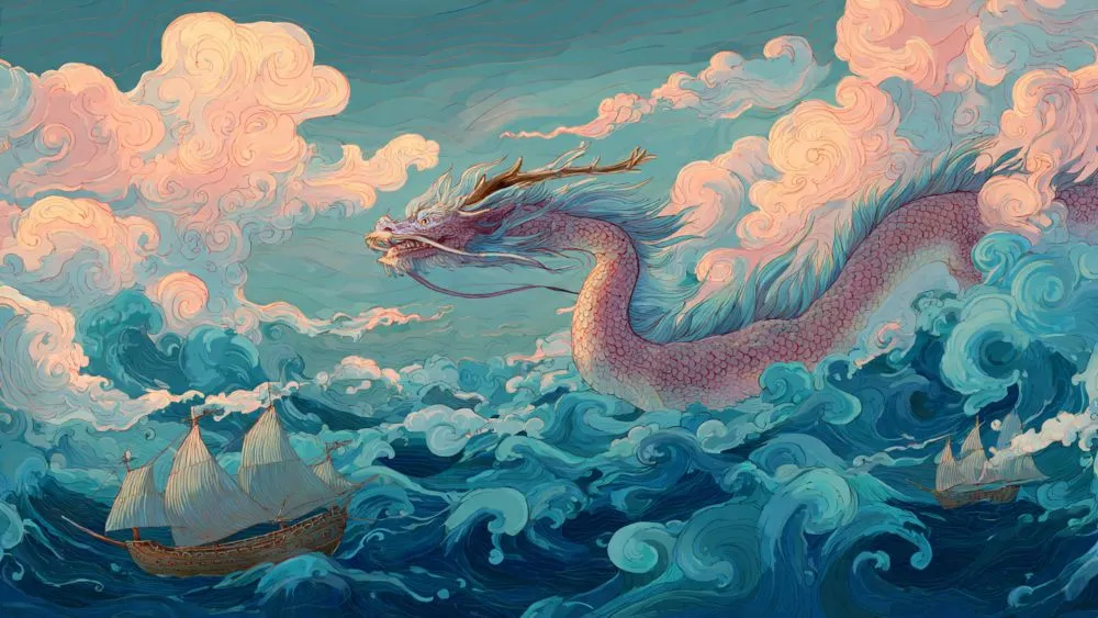An Eastern Dragon Traversing the Seas