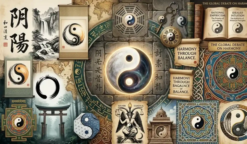 A Visual Illustration of How yin yang is represented in different cultures.