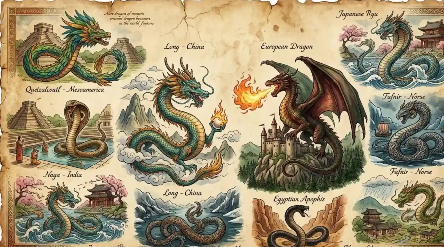 A Visual Representation of Dragon Mythology in Different Cultures across the world