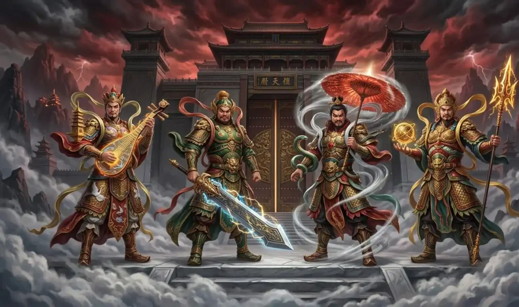 Four Heavenly Kings protecting the celestial realm.
