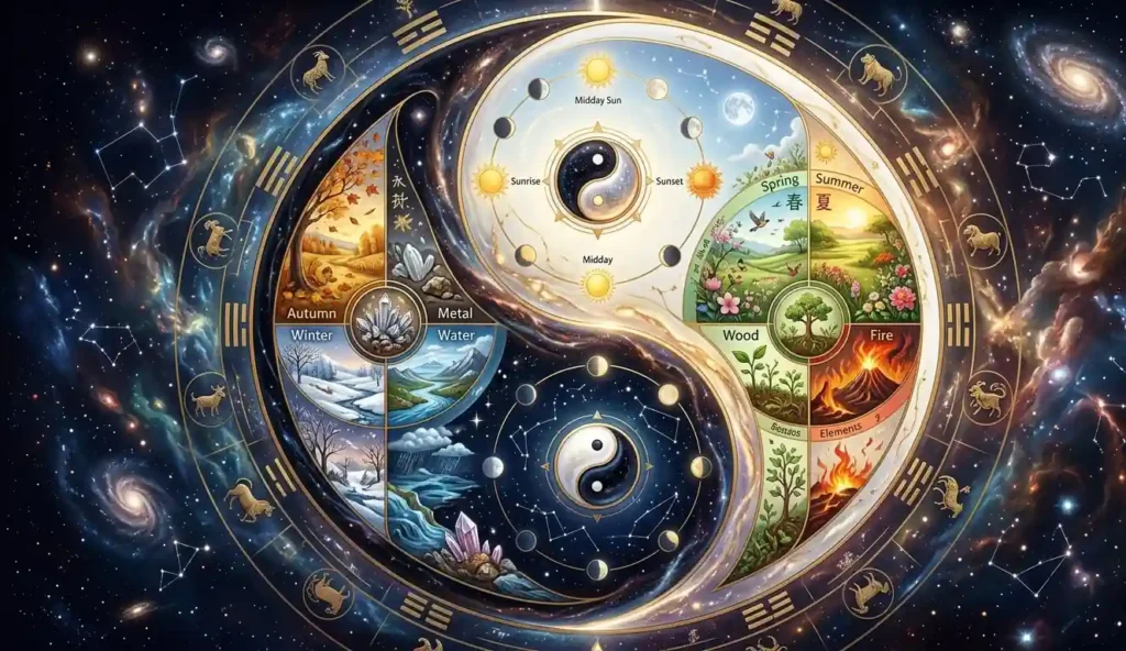 Taijitu displaying deeper layers of Chinese cosmology.