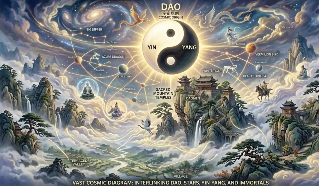 Daoist cosmology connects immortality with universal harmony.