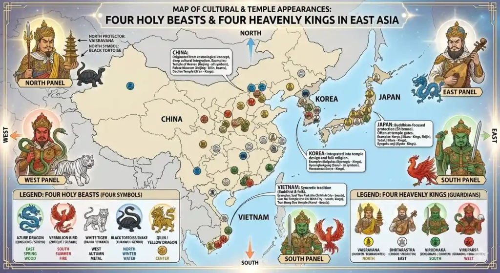 Map showing cultural spread of two mythological traditions