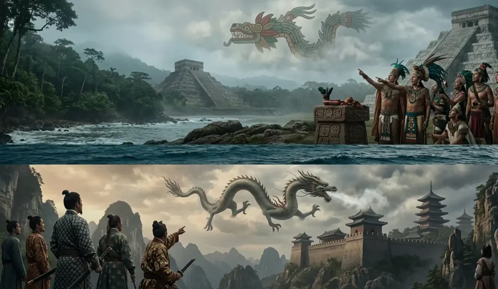 Isolated civilizations creating dragon myths without direct contact.