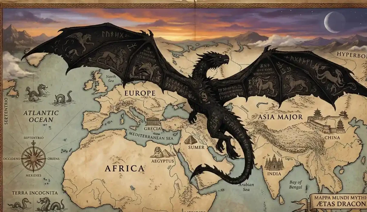 Why do dragons exist? A giant dragon symbol appearing across ancient world cultures.