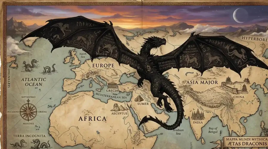 Why do dragons exist? A giant dragon symbol appearing across ancient world cultures.