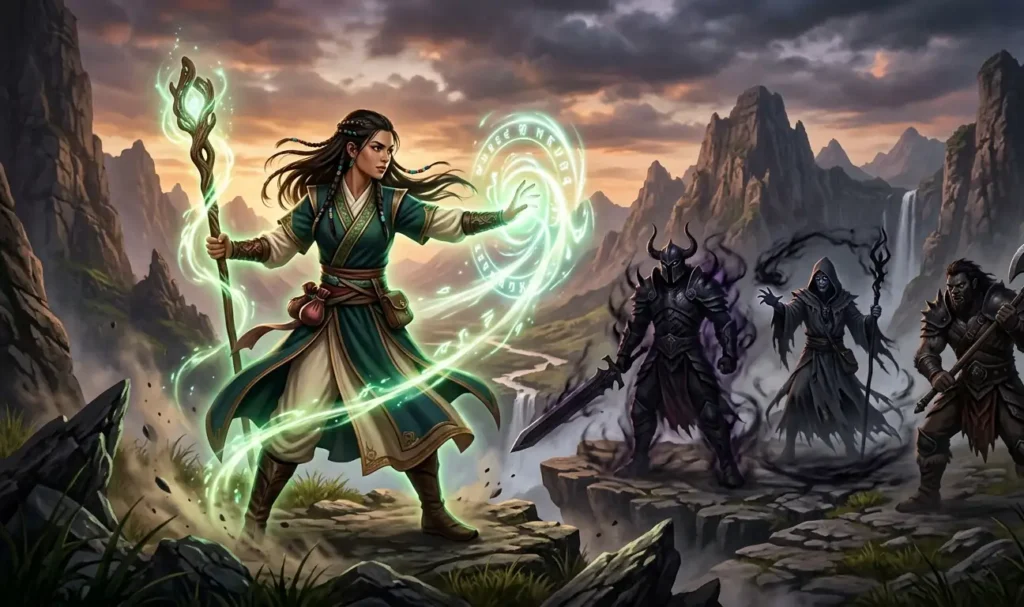 Female doctor cultivator facing opponents without fear.