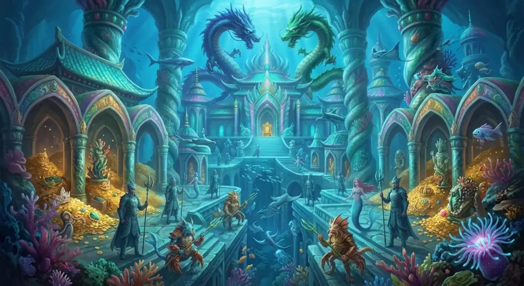 Magnificent underwater palace belonging to a Dragon King.