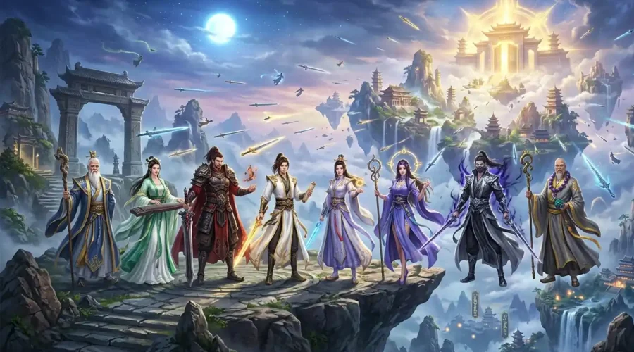 Best Completed Cultivation Novels - Seven powerful cultivators from classic completed xianxia novels.