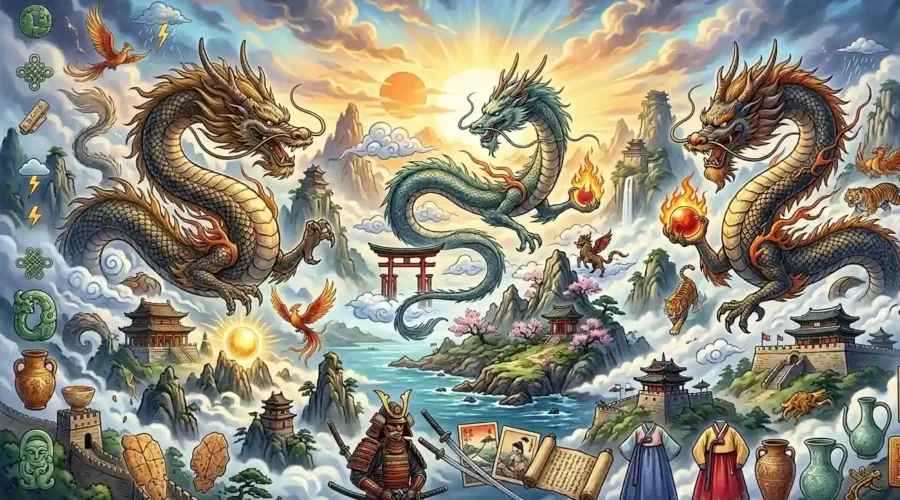Eastern Dragon Facts - Eastern dragons shown with common myths being challenged.