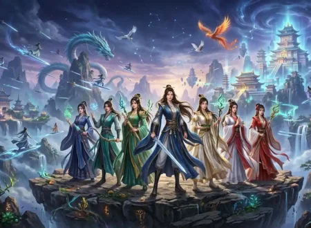 Female Mc Cultivation Novels - Seven female cultivators standing before immortal realms.