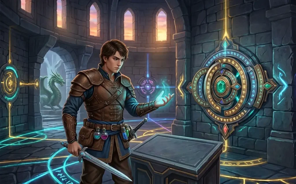 Mage exploring a tower of magical challenges.