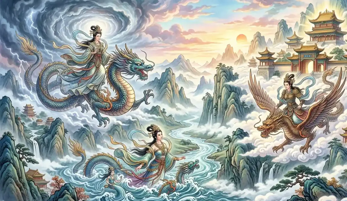Female dragons and dragon goddesses from Chinese mythology.