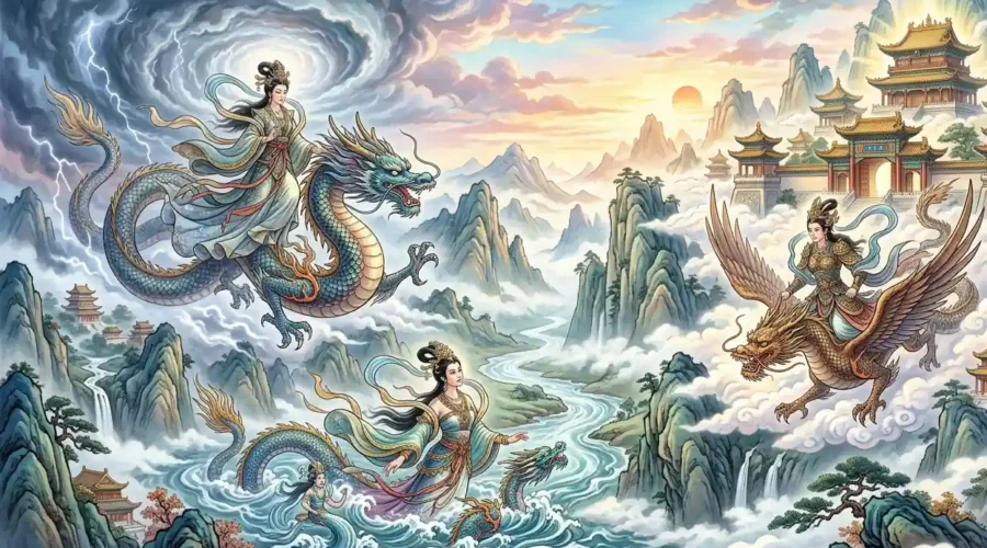 Female dragons and dragon goddesses from Chinese mythology.
