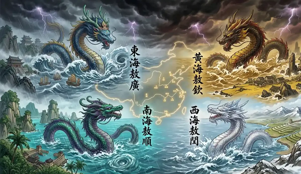 Four Dragon Kings ruling the seas and weather of China.