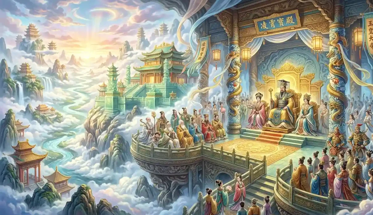 Jade Emperor Family - The Jade Emperor surrounded by members of his divine family.