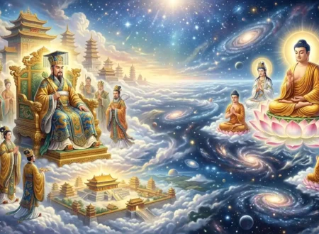Jade Emperor vs Buddha - Jade Emperor and Buddha representing different forms of authority.