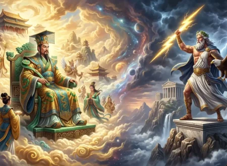 Jade Emperor vs Zeus - Jade Emperor and Zeus shown as rulers of two mythological traditions.