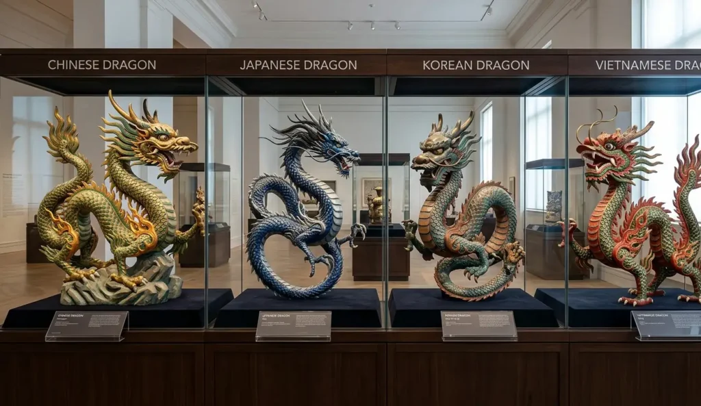 Different East Asian dragon traditions compared visually.