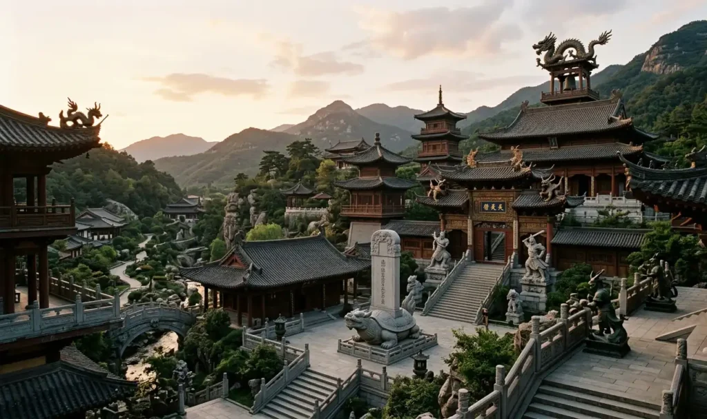 Dragon sons decorating traditional Chinese architecture.