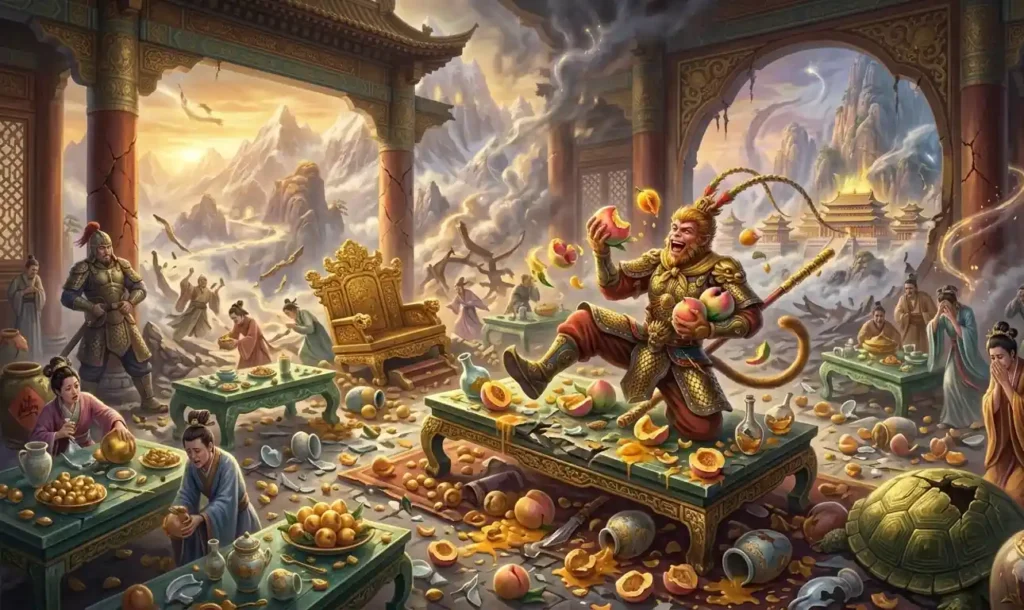 Heavenly feast thrown into chaos by Sun Wukong.