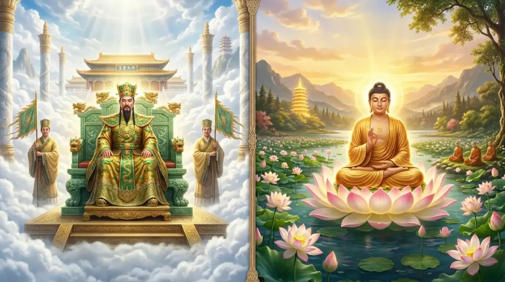 Symbolic comparison of governance and spiritual authority.
