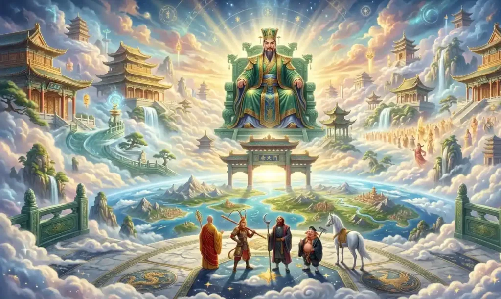 Jade Emperor watching over the cosmos from Heaven.