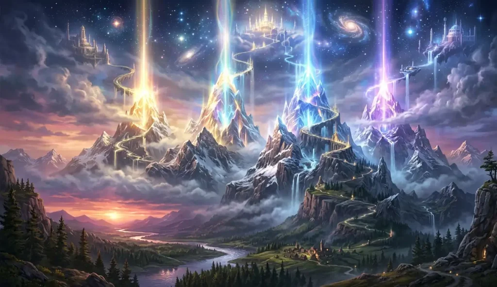 Kunlun Mountains linking the earthly and celestial realms.