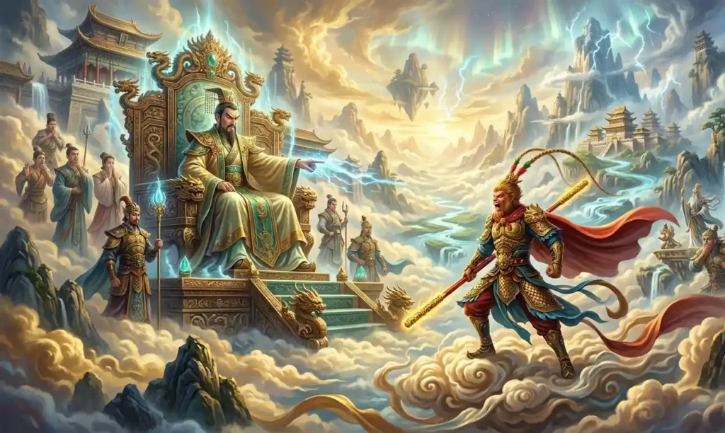 Sun Wukong confronting the authority of Heaven.