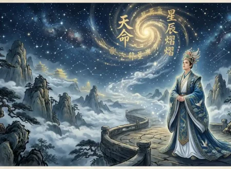 Jade Emperor Origin - Young future Jade Emperor standing beneath a starry sky.