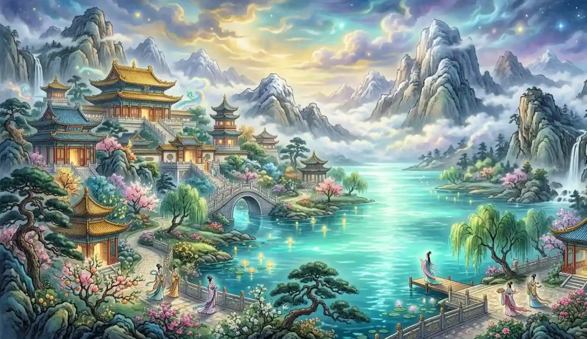 Sacred Yao Chi beside Xiwangmu's palace on Kunlun.