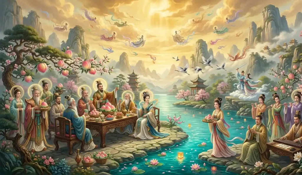 Celestial banquet taking place near the Jade Pool.