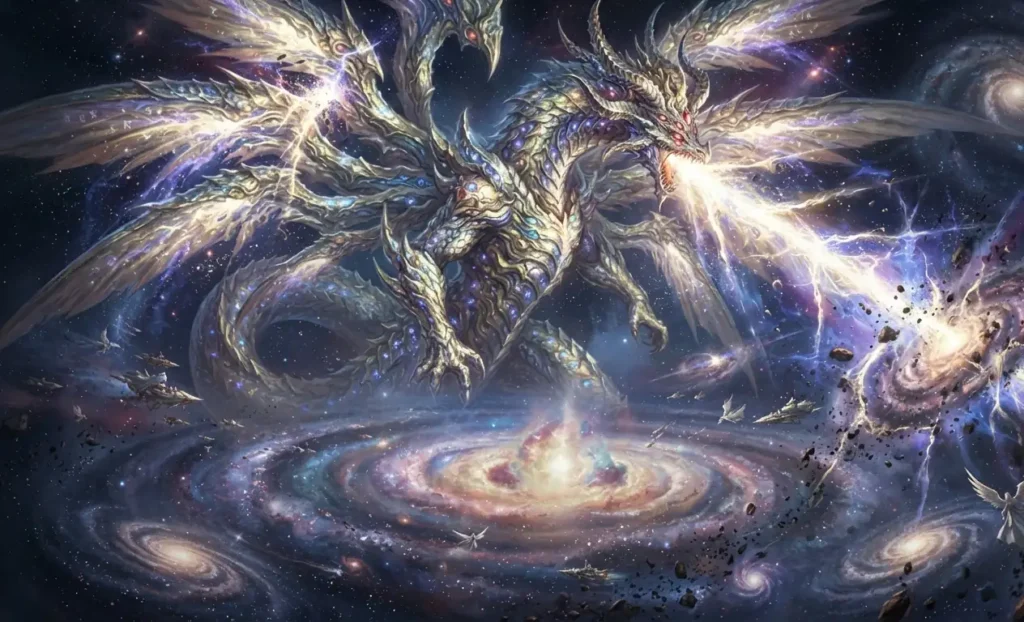 Bahamut unleashing immense celestial power.