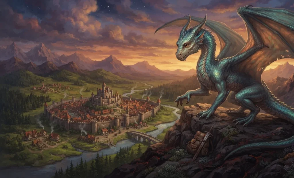 Human living as a dragon in a fantasy world.