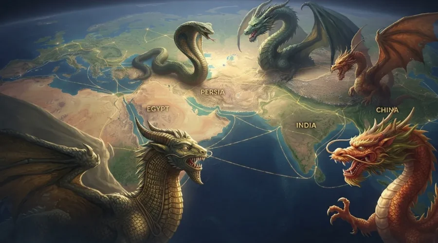 oldest dragons from early civilizations shown together.