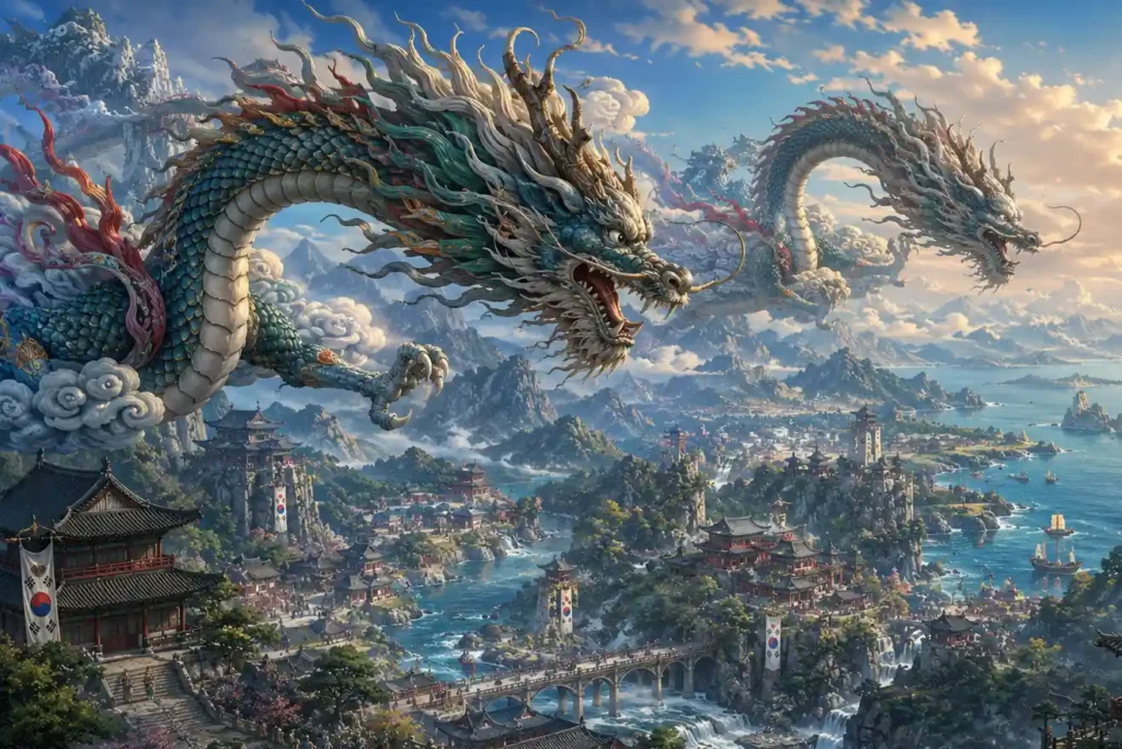 Korean dragons representing diverse mythological traditions.