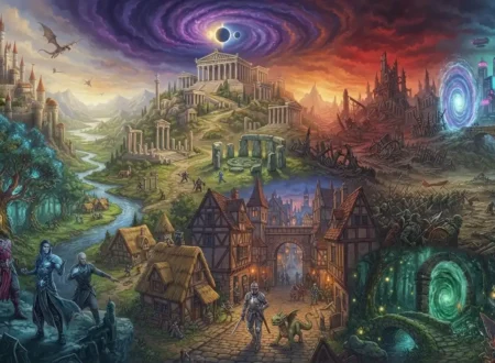Fantasy worldscapes representing many different fantasy genres.